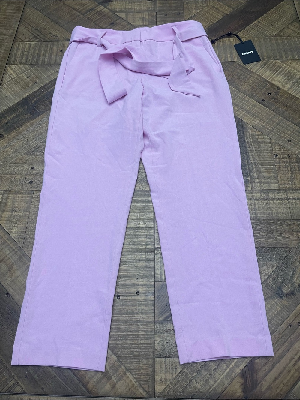 NWT DKNY Lilac Belted High-Waist Straight-Leg Trousers